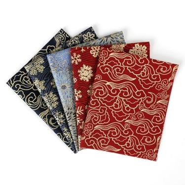 Imagem de 5 x quadrados de tecido estilo japonês, 20 x 25 cm, tecido de embrulho de algodão, pacotes de tecido acolchoado para costura de patchwork DIY