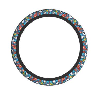 Imagem de Cuczpau Capa de volante, acessórios para carro, antiderrapante, universal, crânio, flor, ajuste de 38 cm, SUV Sedan, Vans caminhões
