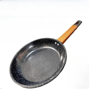 Imagem de Frigideira Antiaderente Indução Cerâmica Premium Todos Fogões Cabo Térmico Não Gruda(Preto-Granito 24cm)