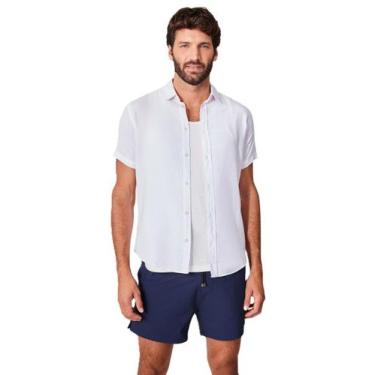 Imagem de Camisa Manga Curta Linho Misto Bueno Tinturado Reserva, Branco, P