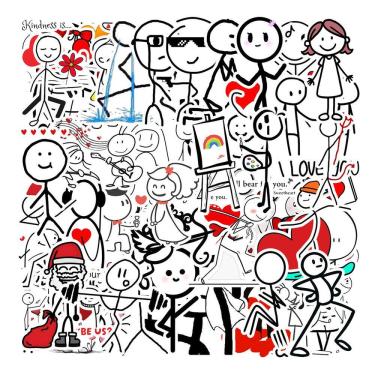 Imagem de Adesivos Matchsticks, vinil impermeável masculino, anime, 54 unidades