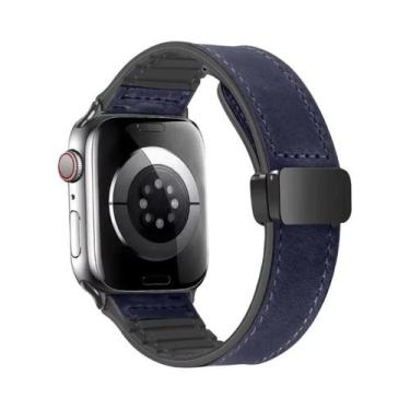 Imagem de Pulseira De Couro Magnética Para Apple Watch De 49mm 44 45 42mm 40 46 
