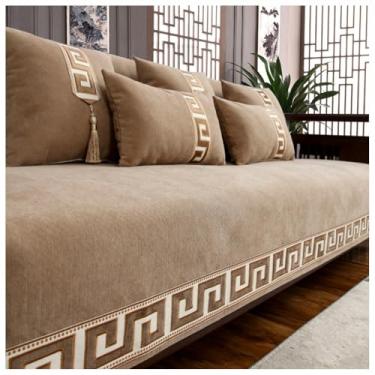 Imagem de SPXMQSS Capa para sofá, capa de sofá seccional, macia de chenille, 1/2/3/4 lugares, antiderrapante, capa de sofá de canto, protetor de móveis F 90 x 180 cm