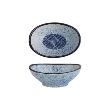 Imagem de prato de lanche Prato pequeno de cerâmica em formato ovo, tigela para molho, tempero, utensílios mesa barro tigela de sopa