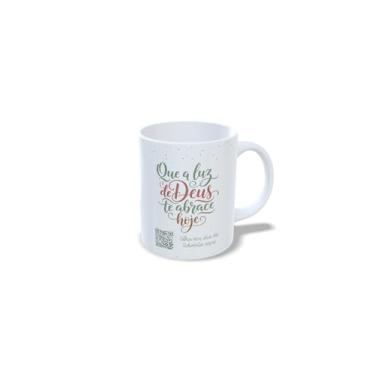 Imagem de Caneca Branca com Frase Inspiradora, Design Floral com Folhas e Laço, Mensagem de Esperança, Cerâmica (23205)