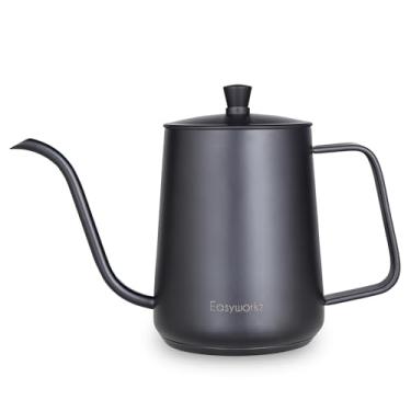 Imagem de Chaleira Easyworkz com bico de ganso para café coado, 900 ml, em aço inoxidável, com bico longo e estreito, adequada para fogões de indução.