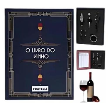 Imagem de Kit Vinho Completo 5 Peças, Inclui Saca-Rolhas, Anel Salva-Gotas, Tampa, Dispensador e Cortador de Lacre, Acabamento Elegante, Caixa Sofisticada