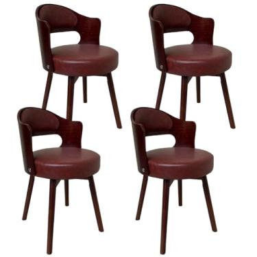 Imagem de SPXMQSS Cadeiras para sala de jantar, cadeiras de jantar giratórias de 360° com encosto, cadeira de jantar estofada de couro, cadeira ergonômica para lounge, escritório, penteadeira, cadeira vermelha