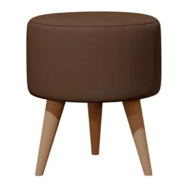 Imagem de Puff Redondo Estofado Elegante – Para Quarto ou Banco de Penteadeira até 130kg(MARRON)