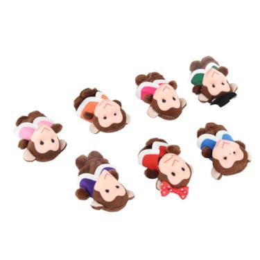 Imagem de Generic 7pcs Macaco bebê Fantoches de Dedo Criativo Família Dedo Música Jogo Brinquedos de Pelúcia Conjunto para Desenvolvimento de Linguagem (Marrom)