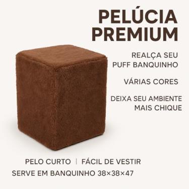 Imagem de Capa Puff Banquinho Quadrado Pelúcia Pelo Curto (MARROM)