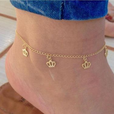 Imagem de Tornozeleira Coroa Em Banho De Ouro Mulher
