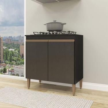 Imagem de Balcão Cooktop Sabrina Com 2 Portas 80x52cm Menu Móveis Preto