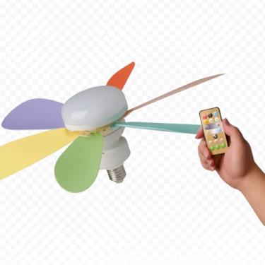 Imagem de Ventilador Luminária de Teto E27 40W Bi-Volt com Hélices Coloridas – Iluminação Suave + Ventilação Silenciosa – Design Flower para Quarto Infantil e Adulto – Econômia e Conforto no Dia a Dia