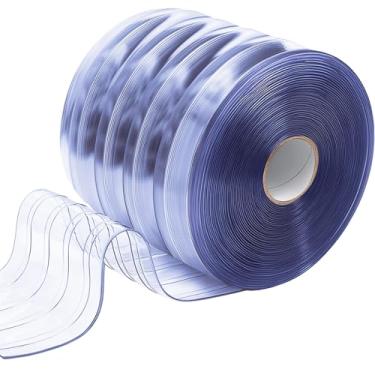 Imagem de Moukeren Cortina de porta de plástico para o inverno, 45,72 m x 20,3 cm, isolamento térmico, cortina de tira de PVC transparente à prova d'água para armazém, congelador, garagem, 0,2 cm de espessura