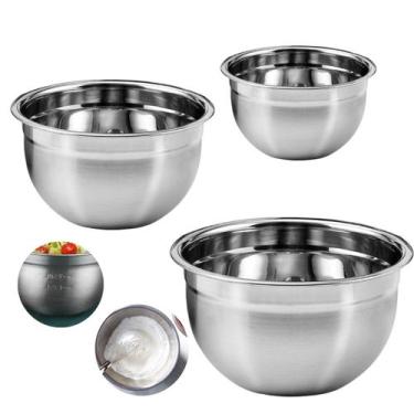 Imagem de Jogo Tigelas Mixing Bowl Aço Inox Multiuso 18-22-26 cm 3 Pçs - Kehome
