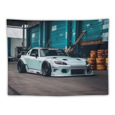 Imagem de HouLaiZhe Tapeçaria de carro branco modificado Jdm carro S2000 pendurar na parede quarto decoração de casa tapeçarias estética piquenique decoração de parede arte de parede para dormitório sala de
