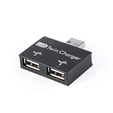 Imagem de Zopsc Mini Hub USB Adaptador de Carregador Duplo USB Pequeno de 2 Portas para Unidades Flash de PC, Divisor Preto Branco Resistente e Durável para Disco U, Mouse, Câmera (#90)