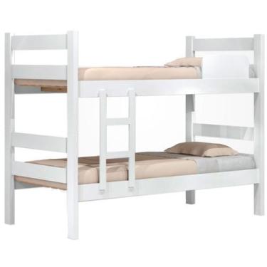 Imagem de Beliche Solteiro J&A Móveis Prisma Plus c/ escada e proteção - Branco 