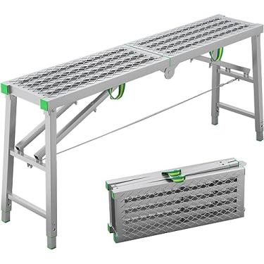 Imagem de Plataforma de andaime Stepladders portátil dobrável para andaimes, banco de escada de engenharia doméstica com pedais de escalada e ajuste de altura de 5 velocidades, para pintura de limpeza de teto