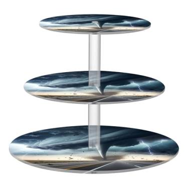 Imagem de CEBUGI Suporte de cupcake de 3 camadas, Tornado, redondo, suporte de bolo, torre, bandeja de servir em camadas de acrílico para chá, chá de bebê, casamento e mais