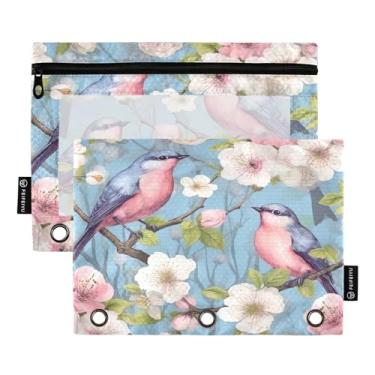 Imagem de Wassud Pássaros na árvore florida pacote com 2 pastas para fichário com 3 furos, pasta organizadora de arquivos para casa, escritório