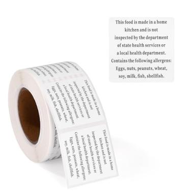 Imagem de 500 Peças de Etiquetas Adesivas com a Lei Dos Alimentos Caseiros, 38x38mm Etiquetas Adesivas Impressas Termicamente Autocolantes Inspeção Cozinha Doméstica para Embalagens de Alimentos Caseiros