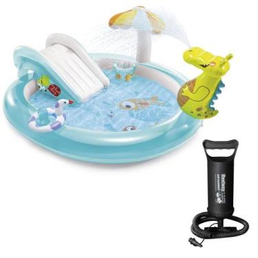 Imagem de Piscina Playground Jacaré 160L com Bomba de Ar Manual Intex