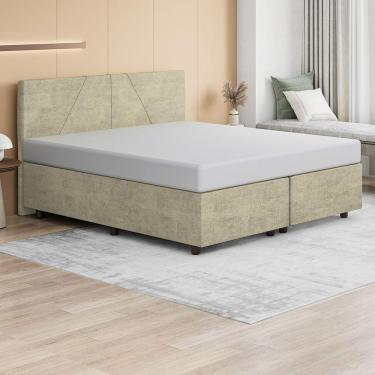 Imagem de Base Cama Box King Size Veludo Skybox Cor Bege