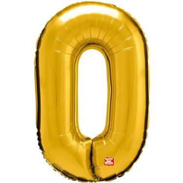 Imagem de Balão Metalizado, São Roque, Número 0, Dourado, 100 cm