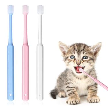 Imagem de WJIAAA Pacote com 3 escovas de dentes para cães pequenos e gatos, 360 graus, silicone macio, escova de dentes para animais de estimação, cuidados dentários, cães, higiene bucal, limpeza profunda, kit