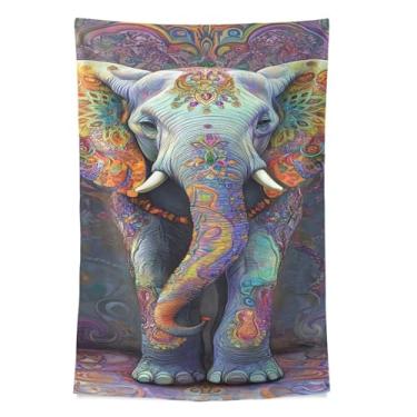 Imagem de STAYTOP Tapeçaria linda mandala elefante parede tapeçaria para decoração de casa dormitório sala de estar quarto tapete de parede (60×40in)