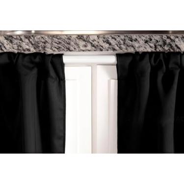 Imagem de Cortina de Pia Preta em PVC, Saia para Pia de Cozinha, Cobertura de Gabinete, Estilo Franzido