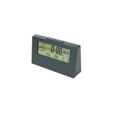 Imagem de Relógio Despertador Digital de Mesa com LCD, Temperatura, Umidade, Previsão do Tempo, Função Snooze, Pilhas, 13.5x7.5x3cm