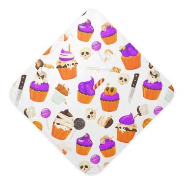 Imagem de Burbuja Toalha de banho de bebê Cupcakes de Halloween - Toalha com capuz de musselina macia e absorvente para recém-nascidos, 89 x 89 cm
