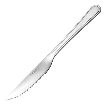 Imagem de Kit 12 Facas para Churrasco, Aço Inoxidável, Lâmina Serrilhada, 21cm, Acabamento Polido Espelhado, Cor Inox