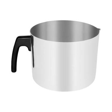 Imagem de Caneco Leiteira em Alumínio Polido, 0,75L, Cabo Baquelite, Diâmetro 10cm, Fervedor para Leite e Bebidas Quentes