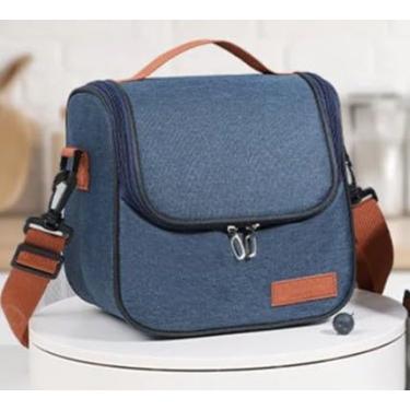 Imagem de Bolsa Térmica Lancheira Marmita 6,8L Alça Ajustável Ombro/Transversal, Isolamento Térmico, Forro Oxford Resistente, Zíper, Compacta para Trabalho, Academia e Passeios. (Azul)