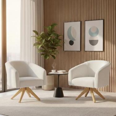 Imagem de Poltrona Sala Decorativa Kit 2 Stella Base Giratória MA30 Bouclê D03 -