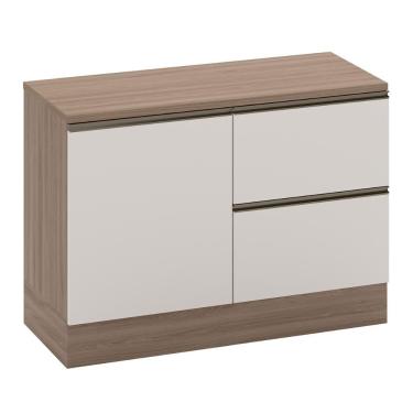 Imagem de Balcão Etna Com Tampo 120 Cm 1 Porta E 3 Gavetas Com Rodapé Carvalho Oak-off White Carvalho Oak-off White