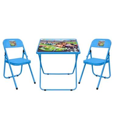 Imagem de Conjunto Mesa Infantil com 2 Cadeiras Dobrável Açomix (Azul)