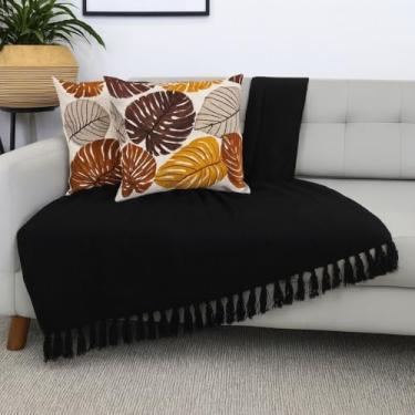 Imagem de Manta para Sofá 2,40 x 1,80 - Capa Protetora Gigante em Algodão para Sofá, Cama ou Área Externa - Fácil de Lavar(PRETO)