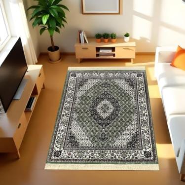 Imagem de 1 Tapete Belga Sala de Estar Sofá Grande Es Cl 140 x 200 Vr (D4Cla Verde Branco Vermelho - Classico Medalhão Floral)