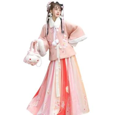 Imagem de Hhsdyl Vestido Hanfu Mulher, Traje Hanfu Tang Feminino Vestido Hanfu Cosplay Traje Chinês para Mulheres,Pink,S