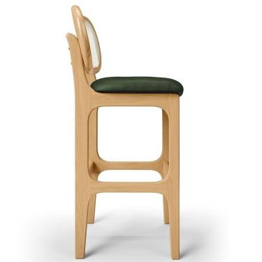 Imagem de Kit 06 Banquetas Altas Para Cozinha Bancada Sala Tela Betta Fixa L02 Couríssimo Verde Musgo - Lyam