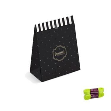 Imagem de Kit Saco de Papel Para Presente Médio 27cm x 19cm + Fita Cetim Impressa 15mm x 10m
