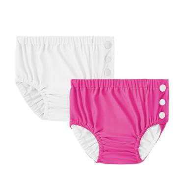 Imagem de Durio Fraldas de natação para crianças pequenas, reutilizáveis, laváveis, fraldas de natação para bebês, B branco e rosa, 6 M to 12 M