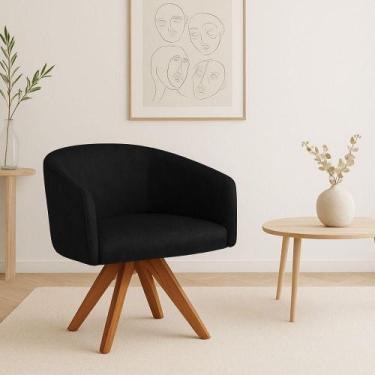 Imagem de Poltrona Sala Base Giratória Madeira Arielle Sintético Pu D03 - D'ross