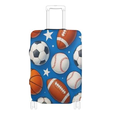 Imagem de Joisal Capa de terno capa de mala personalizada protetor de bagagem elástico bonito bolas de basquete azul viagem férias essenciais, P, serve para capa de 45 a 50 cm, Bolas de basquete fofas azuis, M