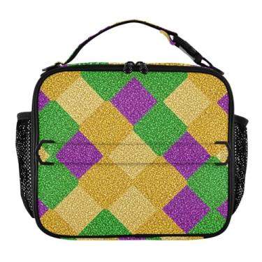 Imagem de Joisal Lancheira colorida xadrez brilhante para mulheres, meninas, lancheira masculina e infantil, lancheira para trabalho, bolsa térmica para escola